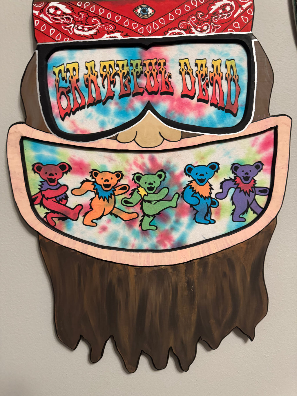 Hand-Carved Grateful Dead Inspired Wooden Wall Art
