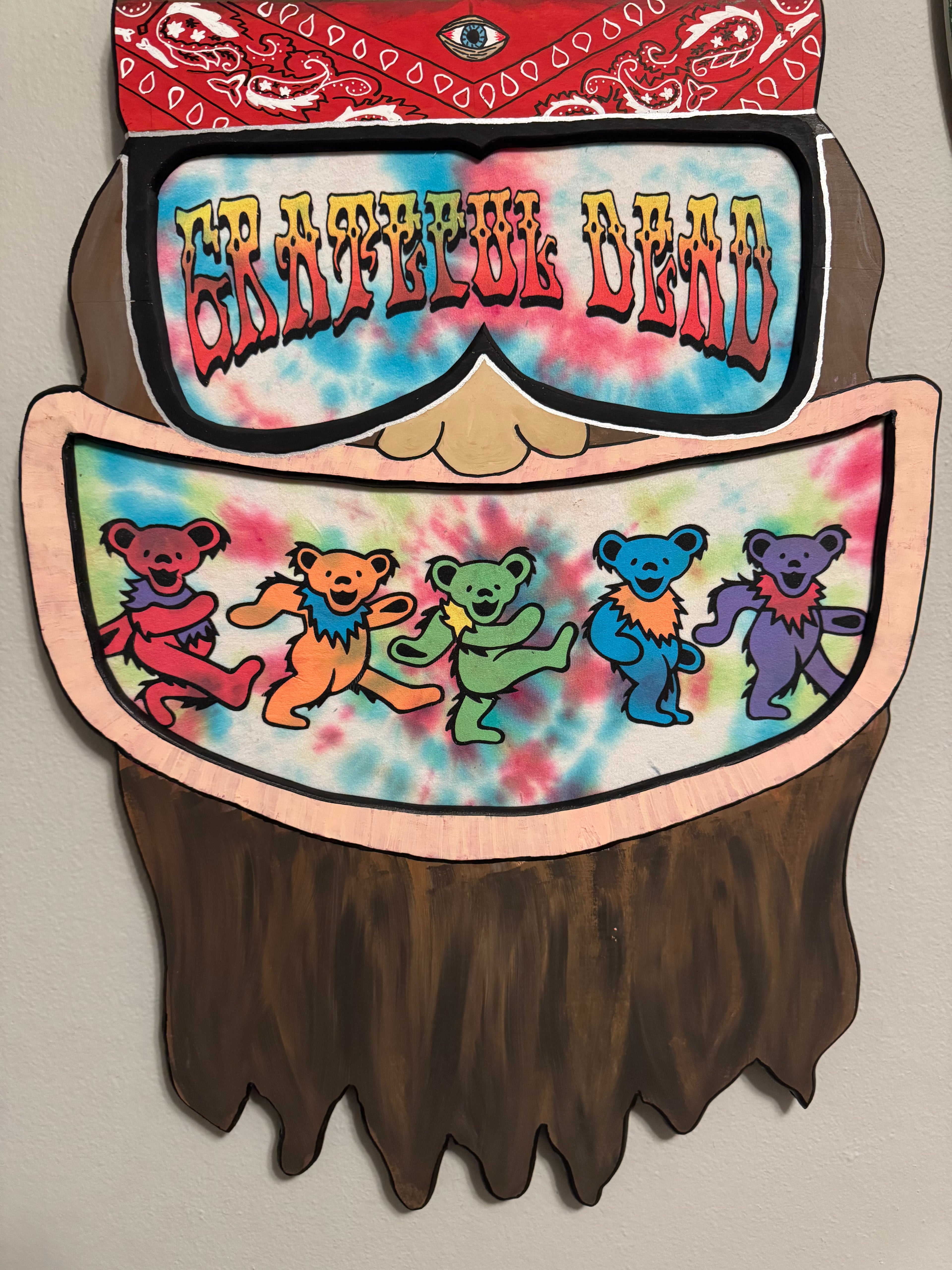 Hand-Carved Grateful Dead Inspired Wooden Wall Art
