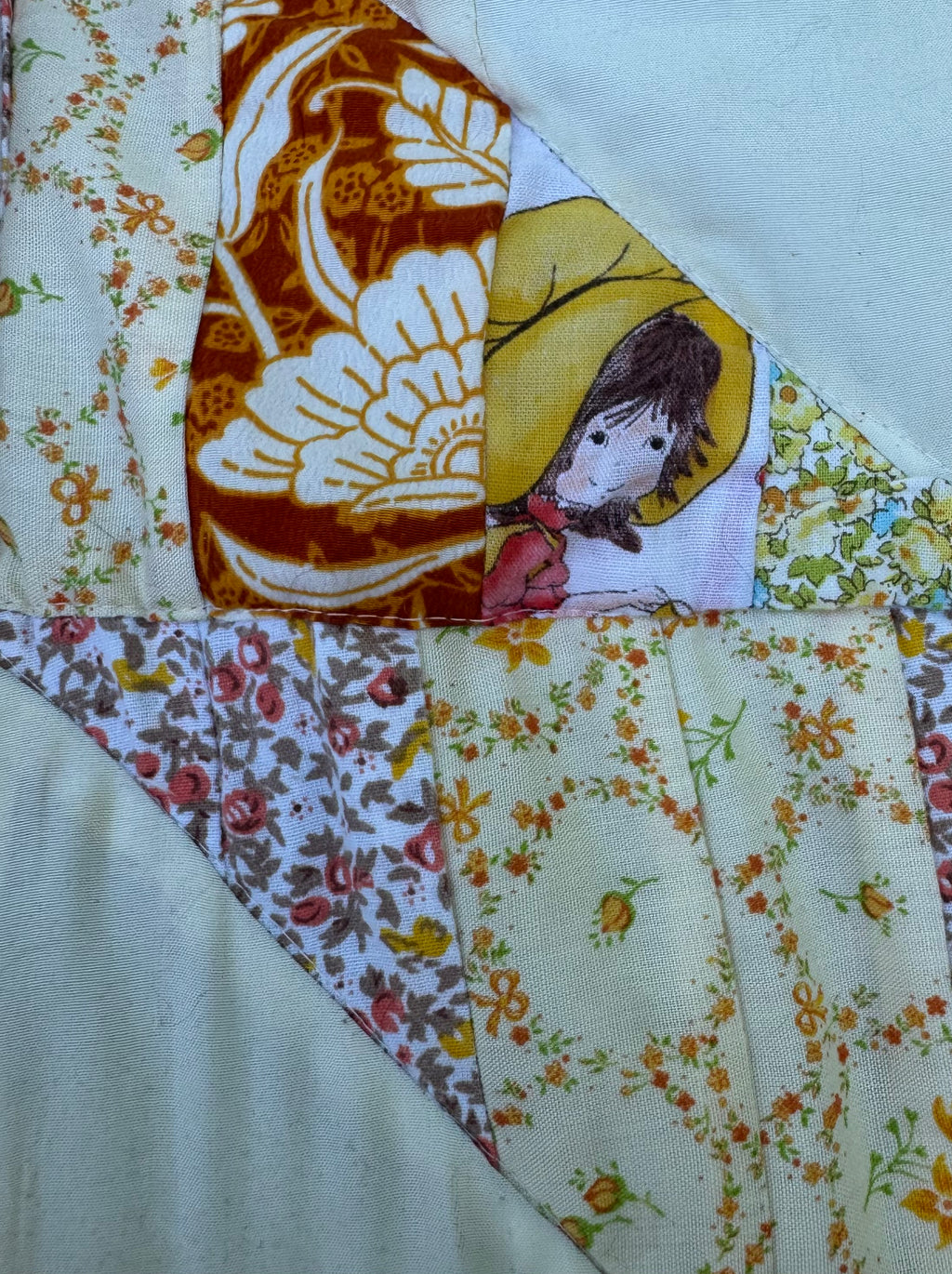Daydream Quilt made from vintage fabric scraps from 1960's-1970's