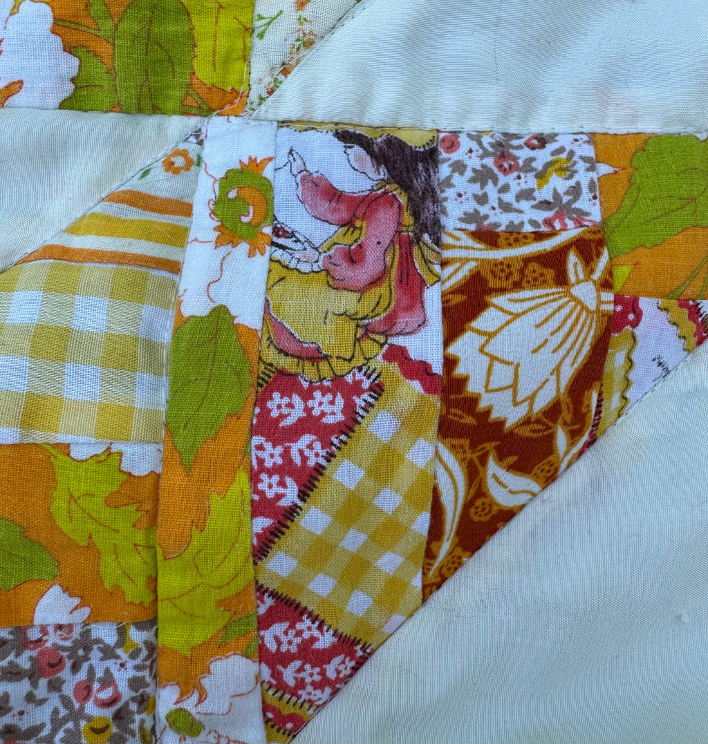 Daydream Quilt made from vintage fabric scraps from 1960's-1970's