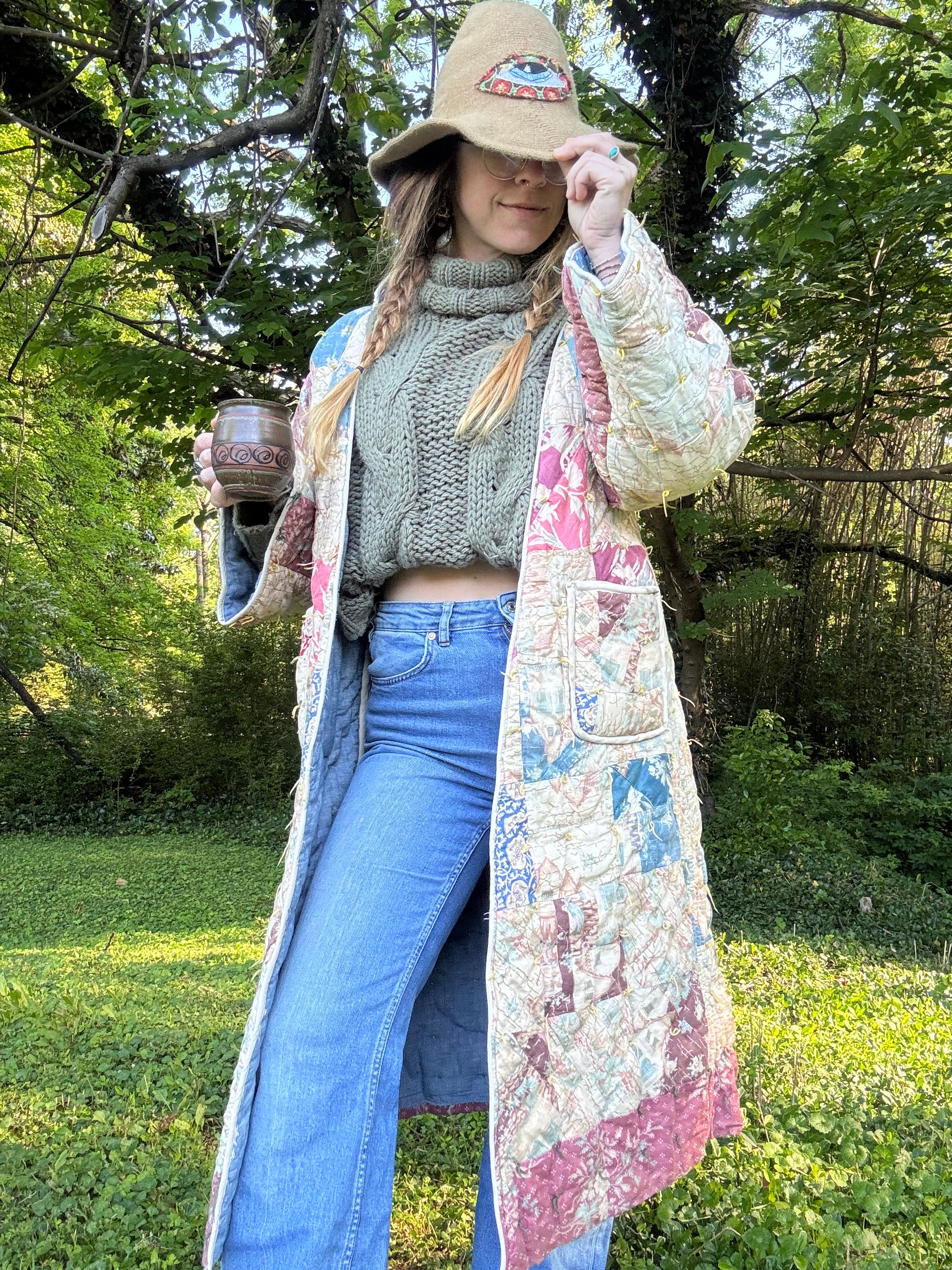Vintage 1980's Quilt Coat Duster