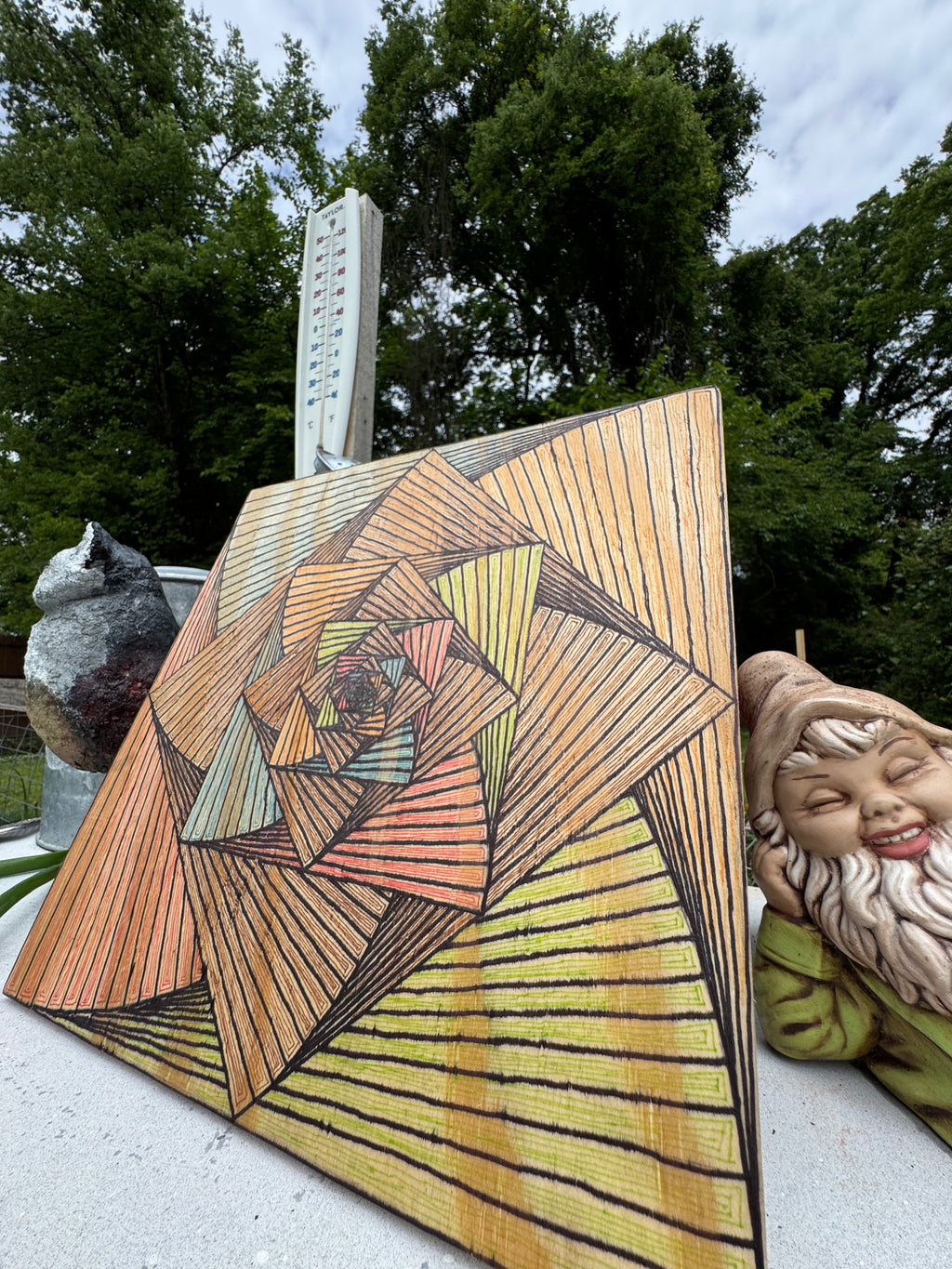 Geometric Squares, Line Work Art on Wood