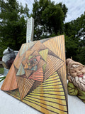 Geometric Squares, Line Work Art on Wood