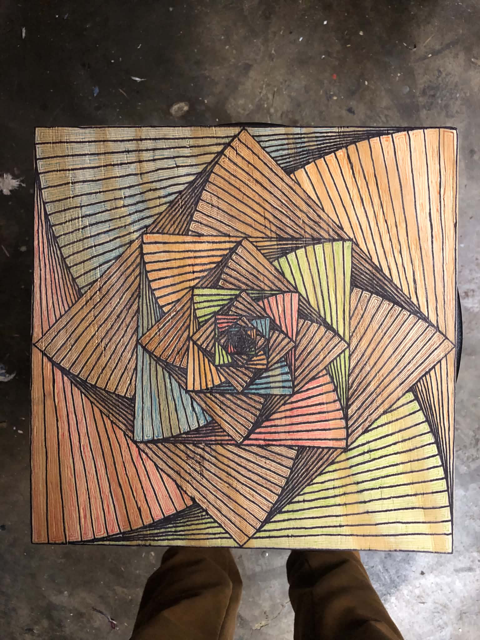 Geometric Squares, Line Work Art on Wood