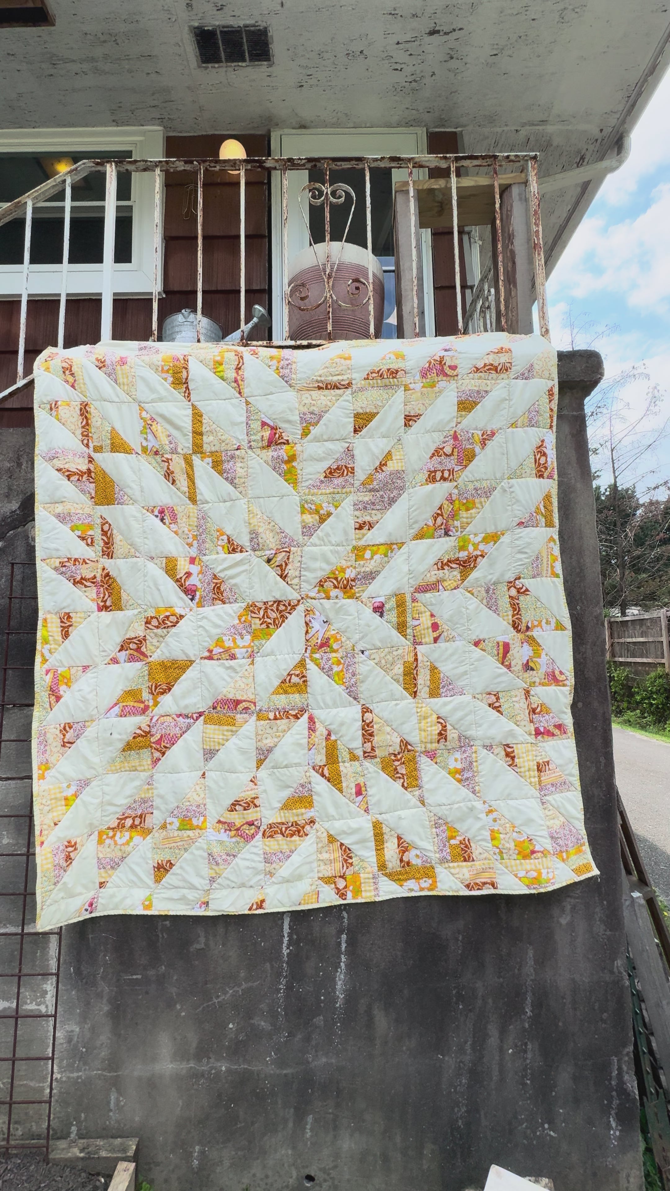 Daydream Quilt made from vintage fabric scraps from 1960's-1970's